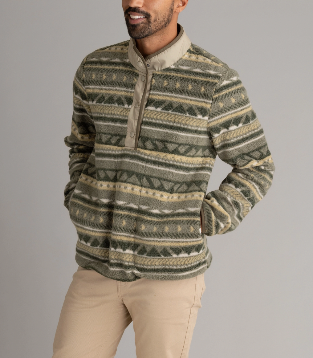LIV Outdoor Subzero Heavy Fleece Snap Pullover-Olive Aztec